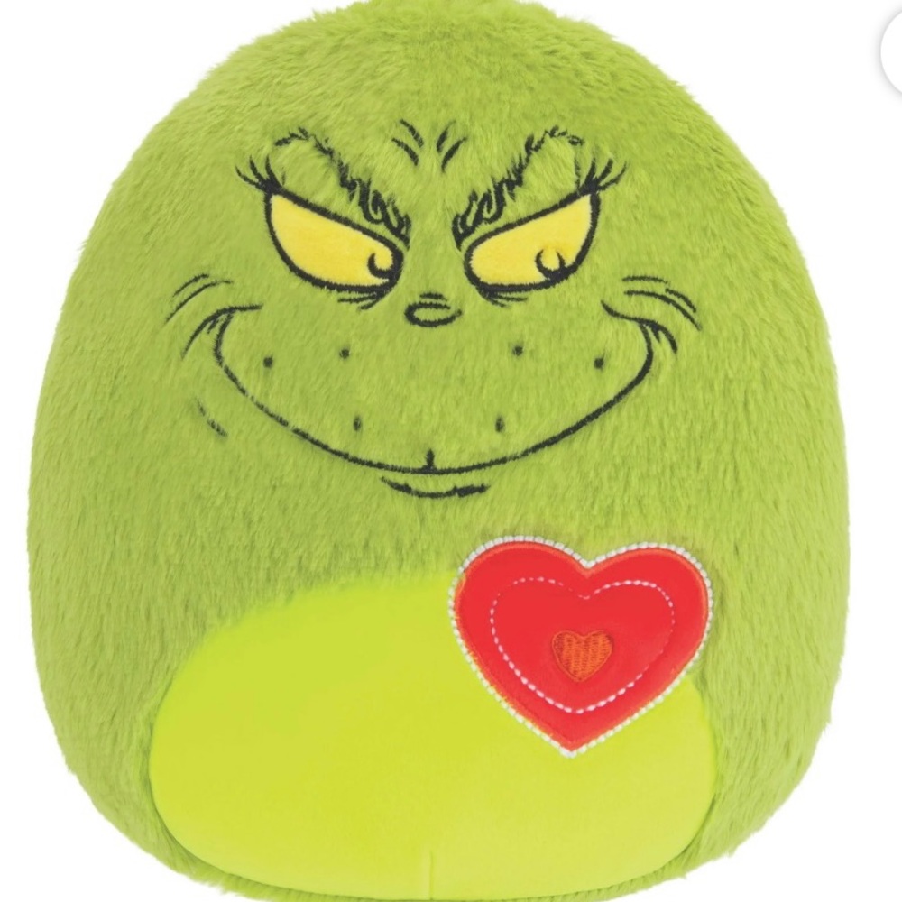Squishmallows Grinch Plush 12” Green Heart Dr Seuss NWT Collectible